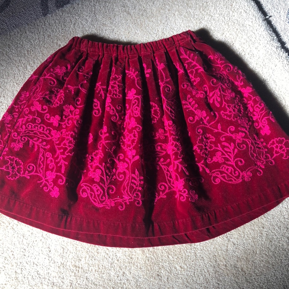 Deep Burgundy Embroidered Skirt